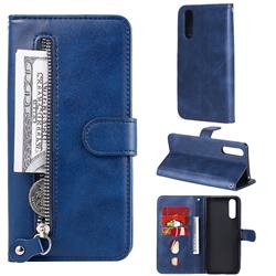 Retro Luxury Zipper Leather Phone Wallet Case for Sony Xperia 10 II - Blue