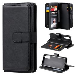 Multi-function Ten Card Slots and Photo Frame PU Leather Wallet Phone Case Cover for Sony Xperia 10 II - Black