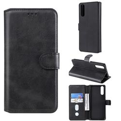 Retro Calf Matte Leather Wallet Phone Case for Sony Xperia 10 II - Black