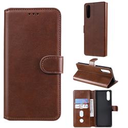 Retro Calf Matte Leather Wallet Phone Case for Sony Xperia 10 II - Brown