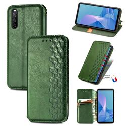 Ultra Slim Fashion Business Card Magnetic Automatic Suction Leather Flip Cover for Sony Xperia 10 III - Green