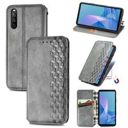 Ultra Slim Fashion Business Card Magnetic Automatic Suction Leather Flip Cover for Sony Xperia 10 III - Grey