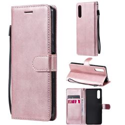 Retro Greek Classic Smooth PU Leather Wallet Phone Case for Sony Xperia 10 III - Rose Gold