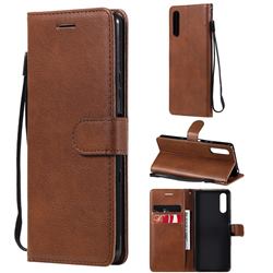 Retro Greek Classic Smooth PU Leather Wallet Phone Case for Sony Xperia 10 III - Brown