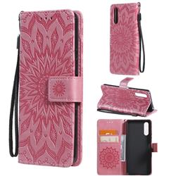 Embossing Sunflower Leather Wallet Case for Sony Xperia 10 III - Pink