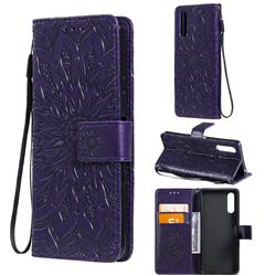 Embossing Sunflower Leather Wallet Case for Sony Xperia 10 III - Purple