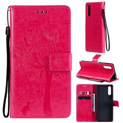 Embossing Butterfly Tree Leather Wallet Case for Sony Xperia 10 III - Rose