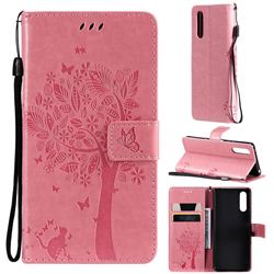Embossing Butterfly Tree Leather Wallet Case for Sony Xperia 10 III - Pink