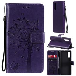 Embossing Butterfly Tree Leather Wallet Case for Sony Xperia 10 III - Purple