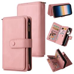 Luxury Multi-functional Zipper Wallet Leather Phone Case Cover for Sony Xperia 10 III - Pink