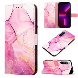 Pink Purple Marble Leather Wallet Protective Case for Sony Xperia 10 III