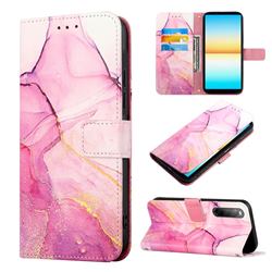 Pink Purple Marble Leather Wallet Protective Case for Sony Xperia 10 IV