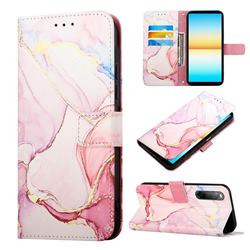 Rose Gold Marble Leather Wallet Protective Case for Sony Xperia 10 IV