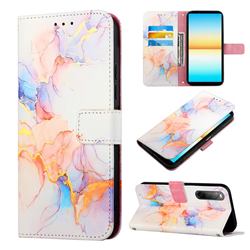 Galaxy Dream Marble Leather Wallet Protective Case for Sony Xperia 10 IV
