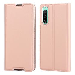 Ultra Slim Card Magnetic Automatic Suction Leather Wallet Case for Sony Xperia 10 IV - Rose Gold