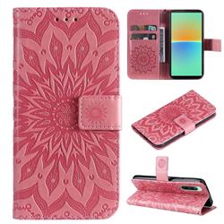 Embossing Sunflower Leather Wallet Case for Sony Xperia 10 IV - Pink
