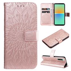Embossing Sunflower Leather Wallet Case for Sony Xperia 10 IV - Rose Gold