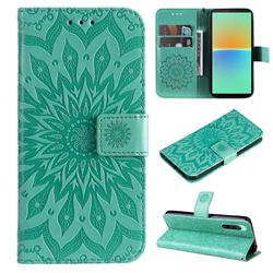 Embossing Sunflower Leather Wallet Case for Sony Xperia 10 IV - Green