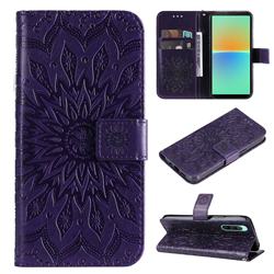 Embossing Sunflower Leather Wallet Case for Sony Xperia 10 IV - Purple