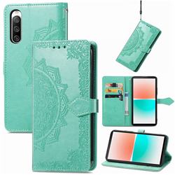Embossing Imprint Mandala Flower Leather Wallet Case for Sony Xperia 10 IV - Green