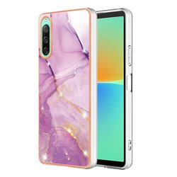Dream Violet Electroplated Gold Frame 2.0 Thickness Plating Marble IMD Soft Back Cover for Sony Xperia 10 IV
