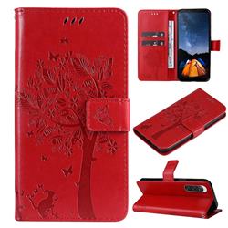 Embossing Butterfly Tree Leather Wallet Case for Sony Xperia 10 V - Red