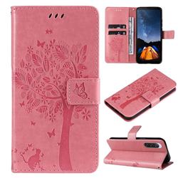 Embossing Butterfly Tree Leather Wallet Case for Sony Xperia 10 V - Pink