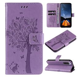 Embossing Butterfly Tree Leather Wallet Case for Sony Xperia 10 V - Violet