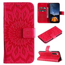 Embossing Sunflower Leather Wallet Case for Sony Xperia 10 V - Red