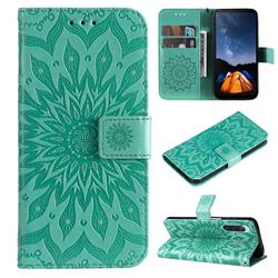 Embossing Sunflower Leather Wallet Case for Sony Xperia 10 V - Green