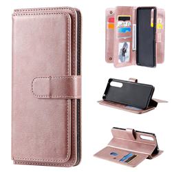 Multi-function Ten Card Slots and Photo Frame PU Leather Wallet Phone Case Cover for Sony Xperia 1 II - Rose Gold