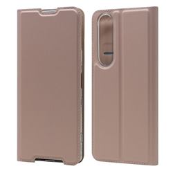 Ultra Slim Card Magnetic Automatic Suction Leather Wallet Case for Sony Xperia 1 III - Rose Gold