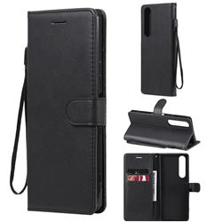 Retro Greek Classic Smooth PU Leather Wallet Phone Case for Sony Xperia 1 III - Black
