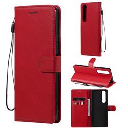 Retro Greek Classic Smooth PU Leather Wallet Phone Case for Sony Xperia 1 III - Red