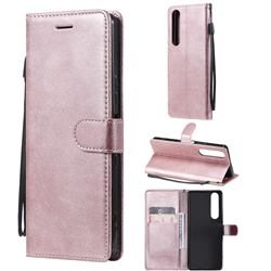 Retro Greek Classic Smooth PU Leather Wallet Phone Case for Sony Xperia 1 III - Rose Gold