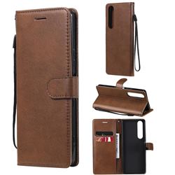 Retro Greek Classic Smooth PU Leather Wallet Phone Case for Sony Xperia 1 III - Brown