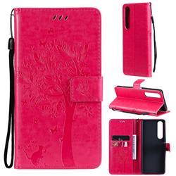 Embossing Butterfly Tree Leather Wallet Case for Sony Xperia 1 III - Rose