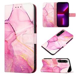 Pink Purple Marble Leather Wallet Protective Case for Sony Xperia 1 III