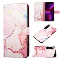 Rose Gold Marble Leather Wallet Protective Case for Sony Xperia 1 III