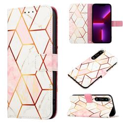 Pink White Marble Leather Wallet Protective Case for Sony Xperia 1 III
