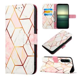 Pink White Marble Leather Wallet Protective Case for Sony Xperia 1 IV