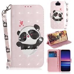 Heart Cat 3D Painted Leather Wallet Phone Case for Sony Xperia 20