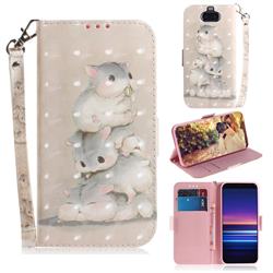 Three Squirrels 3D Painted Leather Wallet Phone Case for Sony Xperia 20
