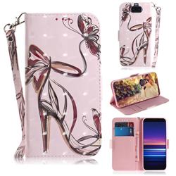 Butterfly High Heels 3D Painted Leather Wallet Phone Case for Sony Xperia 20
