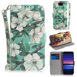 Watercolor Flower 3D Painted Leather Wallet Phone Case for Sony Xperia 20