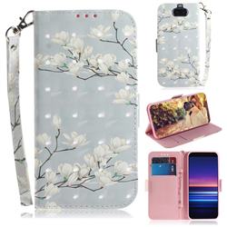 Magnolia Flower 3D Painted Leather Wallet Phone Case for Sony Xperia 20