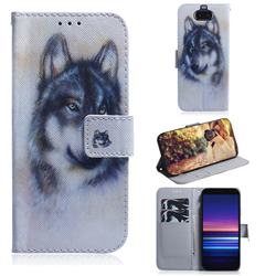 Snow Wolf PU Leather Wallet Case for Sony Xperia 20