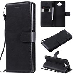 Retro Greek Classic Smooth PU Leather Wallet Phone Case for Sony Xperia 20 - Black