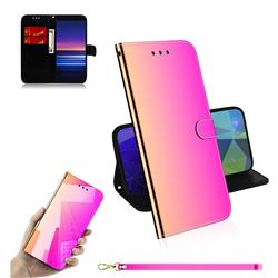 Shining Mirror Like Surface Leather Wallet Case for Sony Xperia 20 - Rainbow Gradient