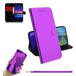 Shining Mirror Like Surface Leather Wallet Case for Sony Xperia 20 - Purple